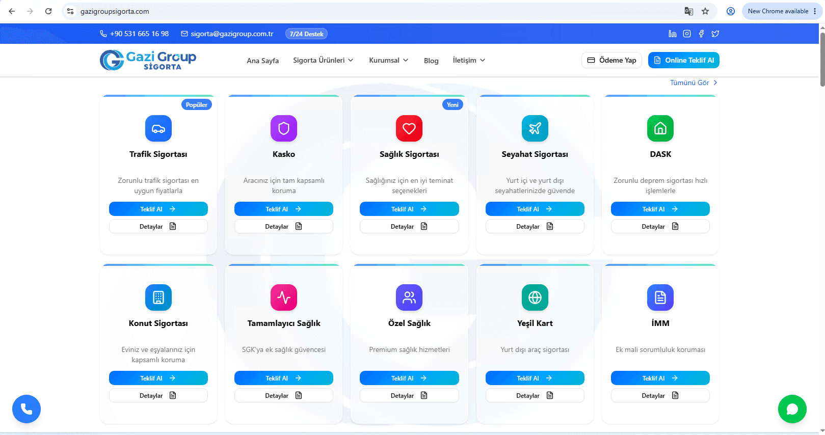 Kurumsal Web Platformu — Gazi Group Sigorta projesinden görsel