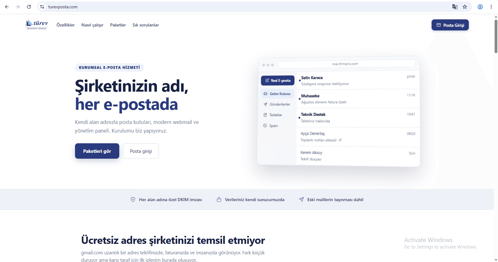 E-Posta Alt Yapısı ve Hizmeti — Perakende Müşterisi projesinden görsel