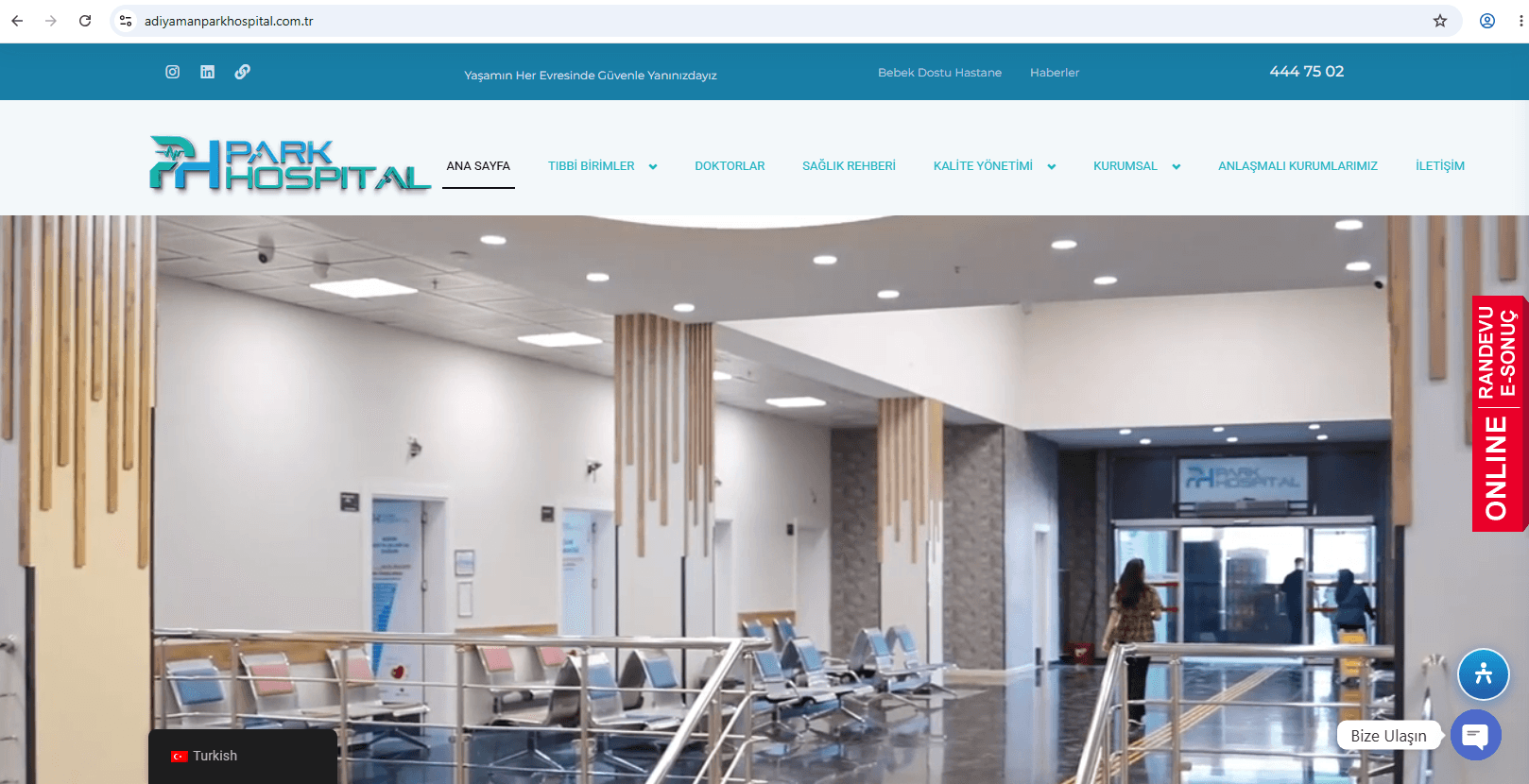 Erişilebilirlik Widget’ı — Özel Adıyaman Park Hospital projesinden görsel